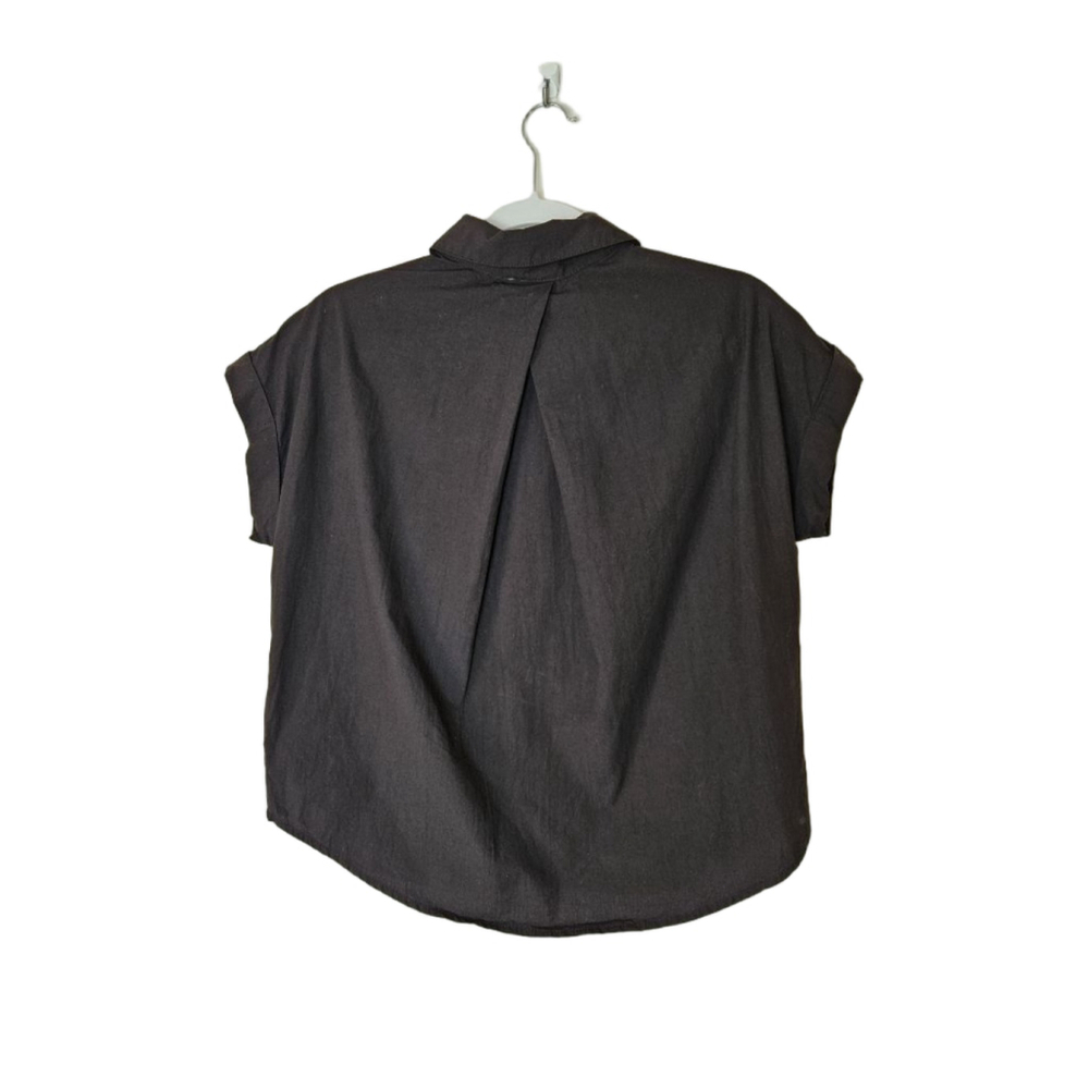 Sundays Black Cotton Short Sleeve Button Down Shirt Relaxed Fit Minimalist XS - Picture 2 of 6